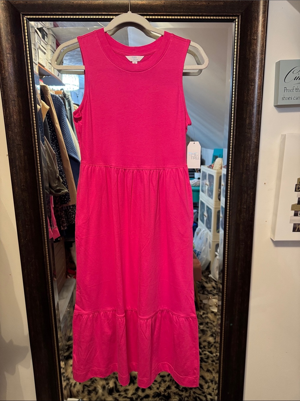Sleeveless Pink Tiered Cotton Dress